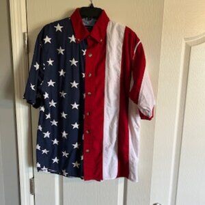 Cotton Traders Sport Men's Patriotic Collared Button Down Shirt Medium